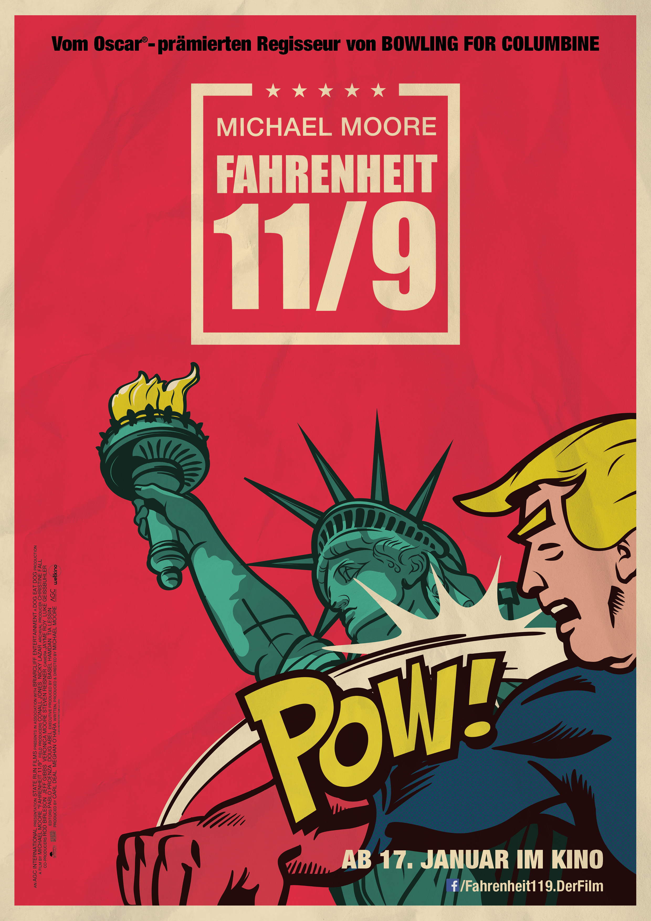 Plakat zu Fahrenheit 11/9; Copyright: CRAUBNER + HARTMANN/Weltkino