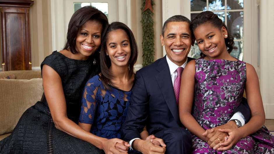Michelle und Barack Obama mit Töchtern