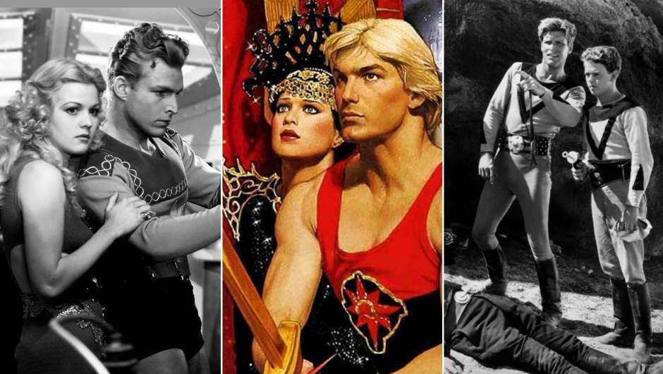 Superheld Flash Gordon in verschiedenen Inkarnationen und Buck Rogers