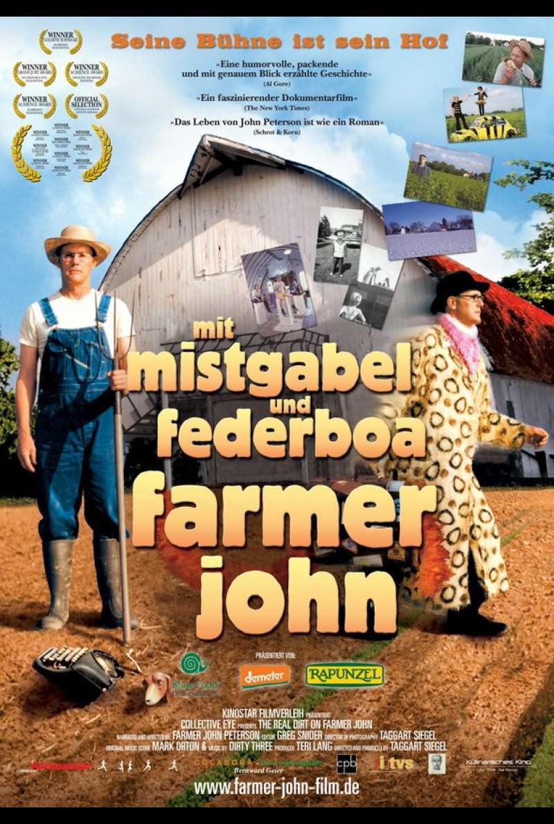 Mit Mistgabel und Federboa – Farmer John Plakat