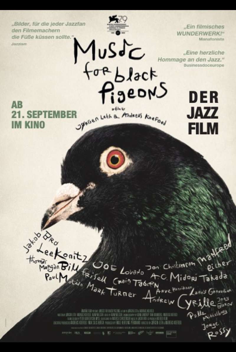 Filmplakat zu Music For Black Pigeons (2022) von Jørgen Leth und Andreas Koefoed