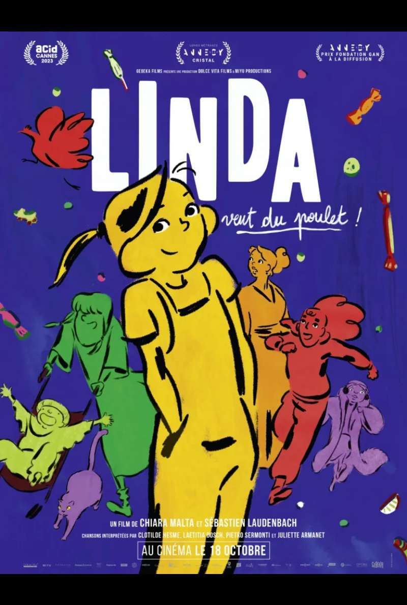 Filmstill zu Linda will Hühnchen! (2023) von Sébastien Laudenbach, Chiara Malta