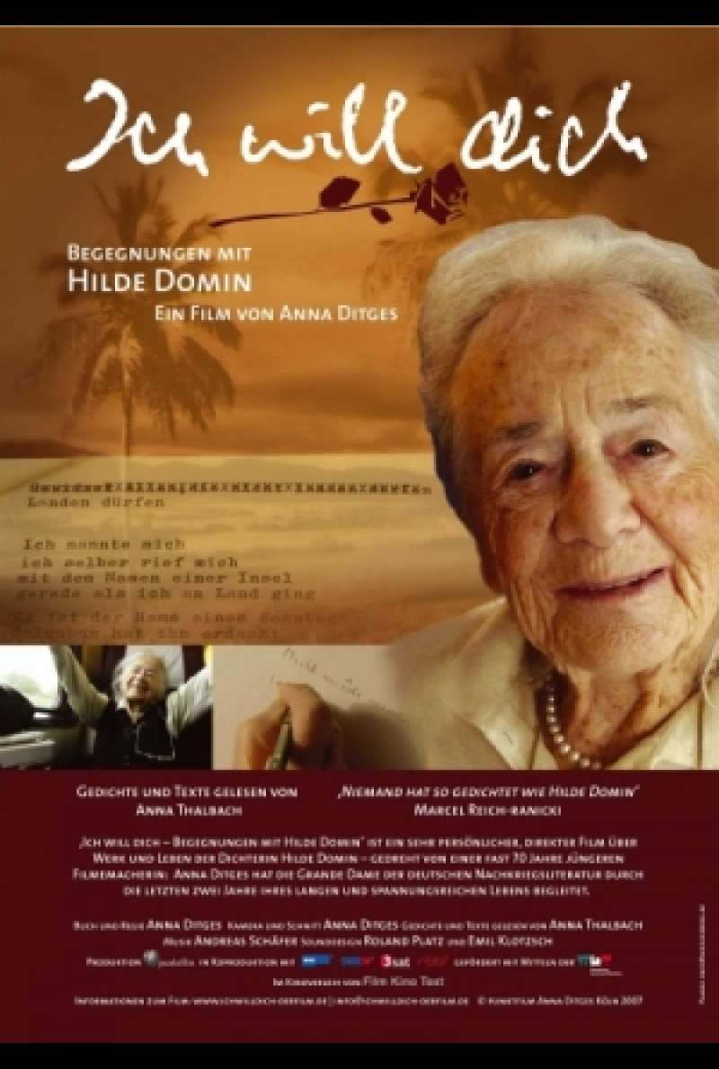 Filmplakat zu Ich will dich - Begegnungen mit Hilde Domin von Anna Ditges