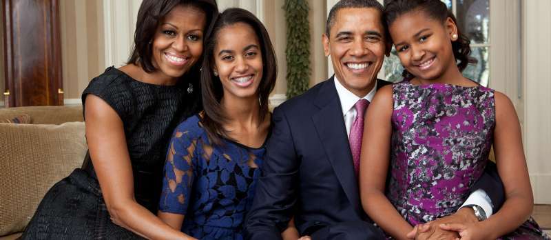 Michelle und Barack Obama mit Töchtern