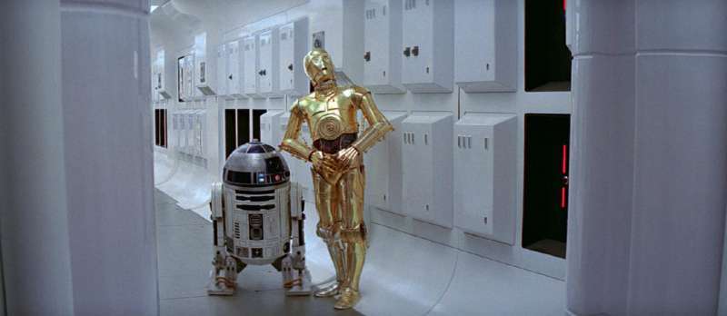 R2-D2 mit C-3PO in "Star Wars"